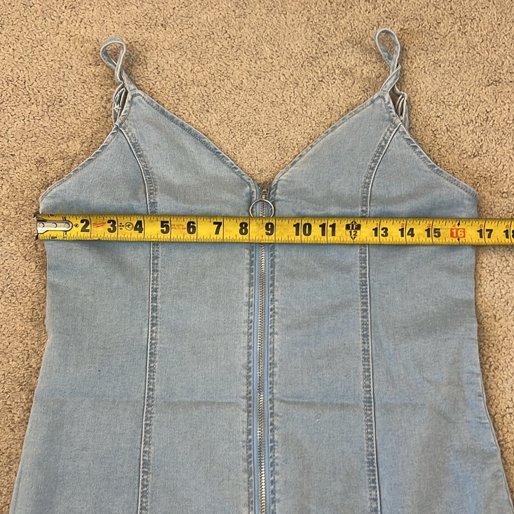 American Bazi Los Angeles ZIPPER FRONT CLOSURE DENIM BODYCON DRESS Large New - Picture 9 of 11